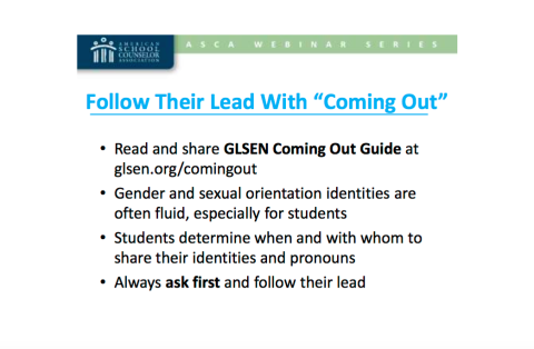 ASCA's Guidance on "Coming Out"